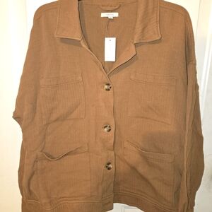 Cognac Pocket Cinched Utility Jacket